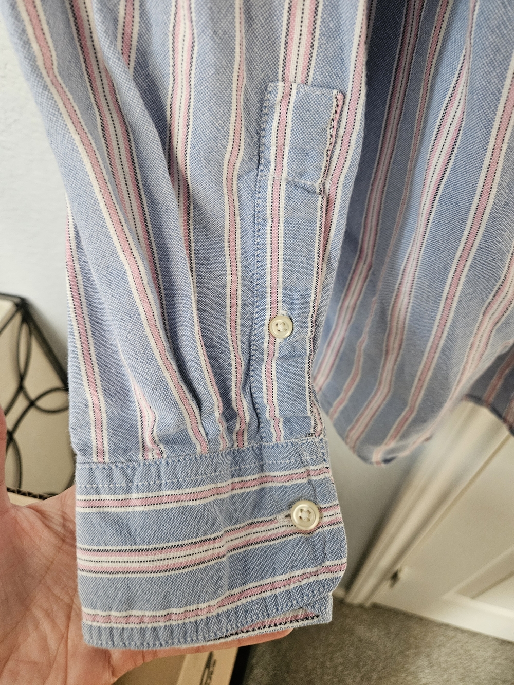 Chaps Womens Blue and Pink Stripe Button-Down Shirt 100% Cotton - Picture 9 of 16